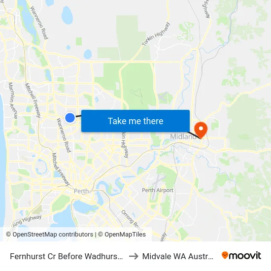 Fernhurst Cr Before Wadhurst St to Midvale WA Australia map