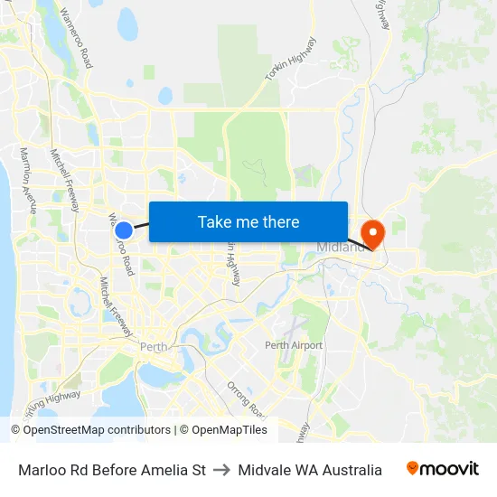 Marloo Rd Before Amelia St to Midvale WA Australia map