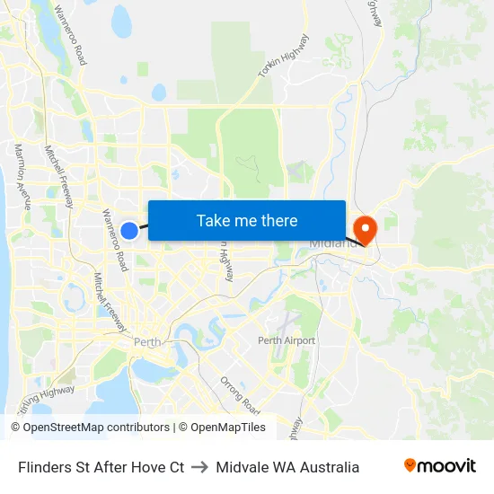 Flinders St After Hove Ct to Midvale WA Australia map