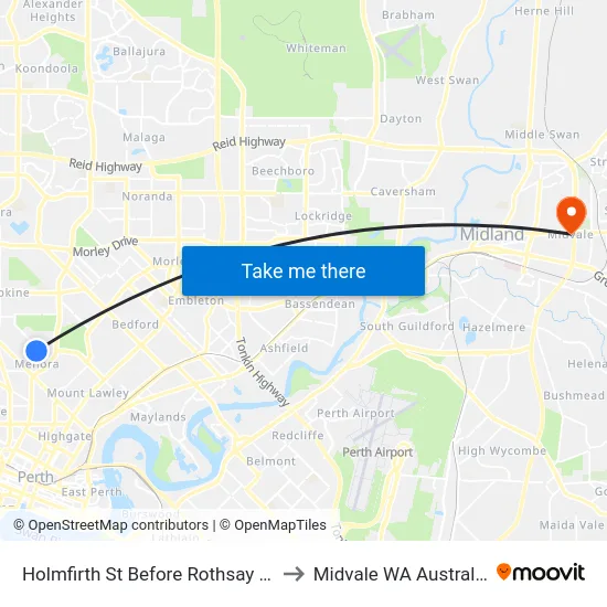 Holmfirth St Before Rothsay Cr to Midvale WA Australia map