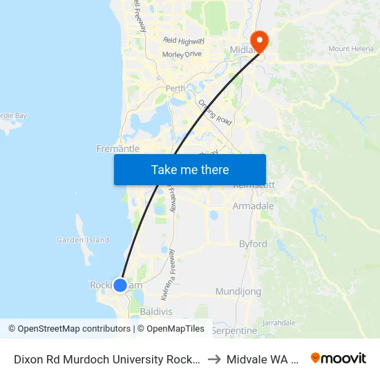 Dixon Rd Murdoch University Rockingham Campus to Midvale WA Australia map