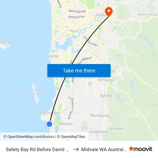 Safety Bay Rd Before David Rd to Midvale WA Australia map