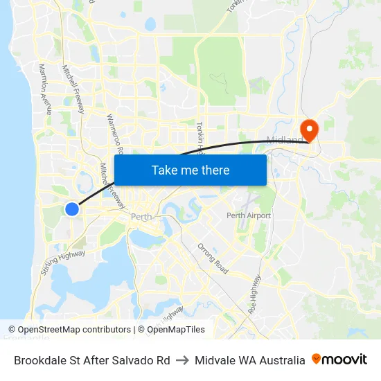 Brookdale St After Salvado Rd to Midvale WA Australia map
