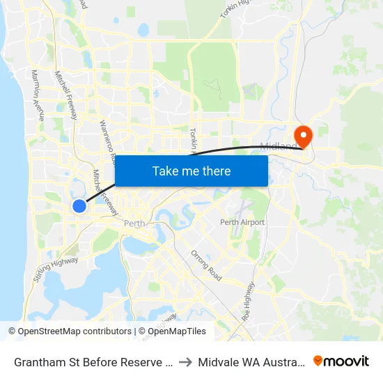 Grantham St Before Reserve St to Midvale WA Australia map