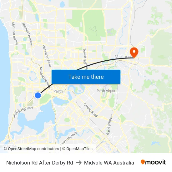 Nicholson Rd After Derby Rd to Midvale WA Australia map