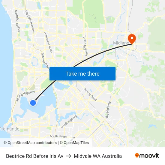 Beatrice Rd Before Iris Av to Midvale WA Australia map
