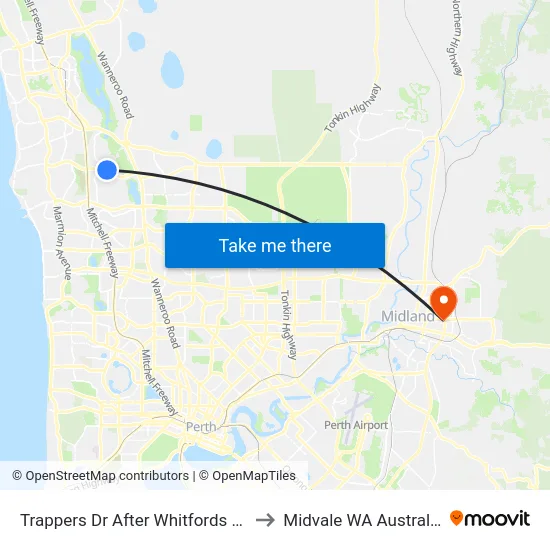 Trappers Dr After Whitfords Av to Midvale WA Australia map