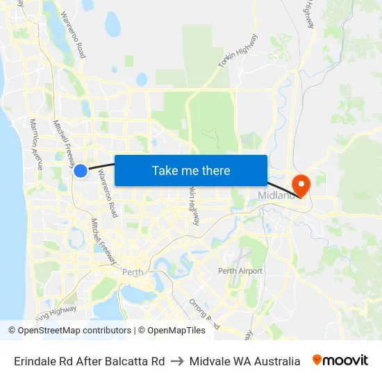 Erindale Rd After Balcatta Rd to Midvale WA Australia map