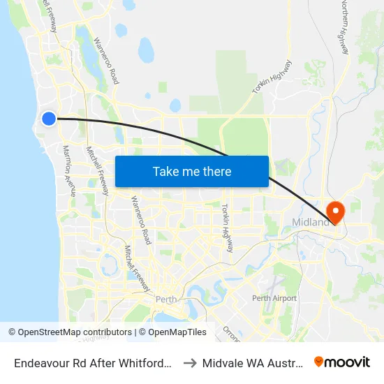 Endeavour Rd After Whitfords Av to Midvale WA Australia map