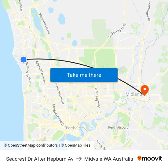 Seacrest Dr After Hepburn Av to Midvale WA Australia map
