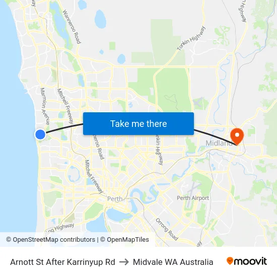 Arnott St After Karrinyup Rd to Midvale WA Australia map
