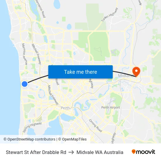 Stewart St After Drabble Rd to Midvale WA Australia map