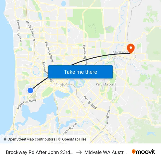 Brockway Rd After John 23rd Av to Midvale WA Australia map
