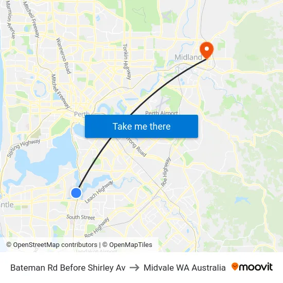 Bateman Rd Before Shirley Av to Midvale WA Australia map