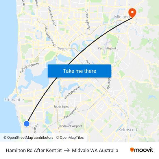 Hamilton Rd After Kent St to Midvale WA Australia map