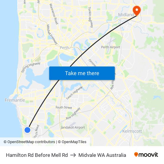 Hamilton Rd Before Mell Rd to Midvale WA Australia map