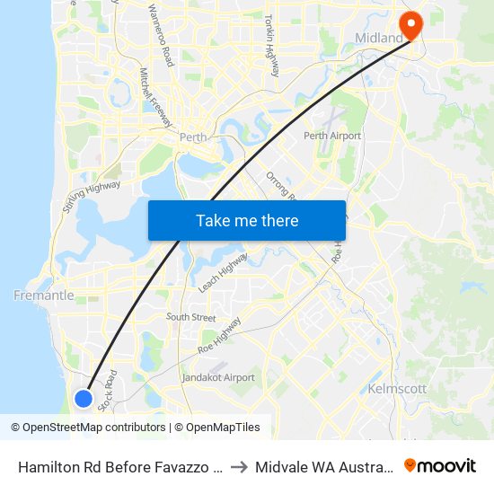 Hamilton Rd Before Favazzo Pl to Midvale WA Australia map