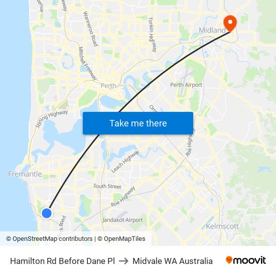Hamilton Rd Before Dane Pl to Midvale WA Australia map