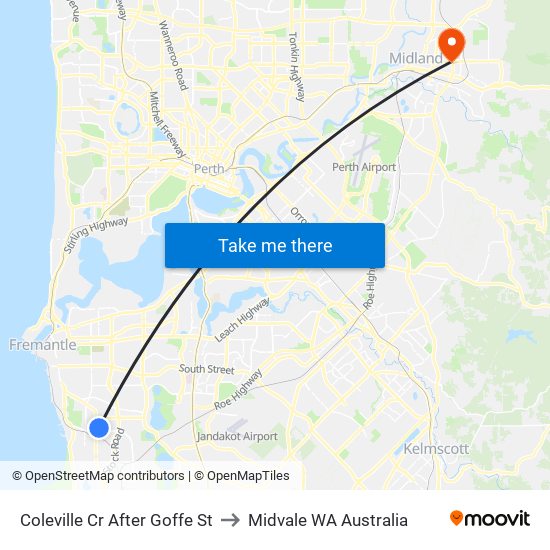 Coleville Cr After Goffe St to Midvale WA Australia map