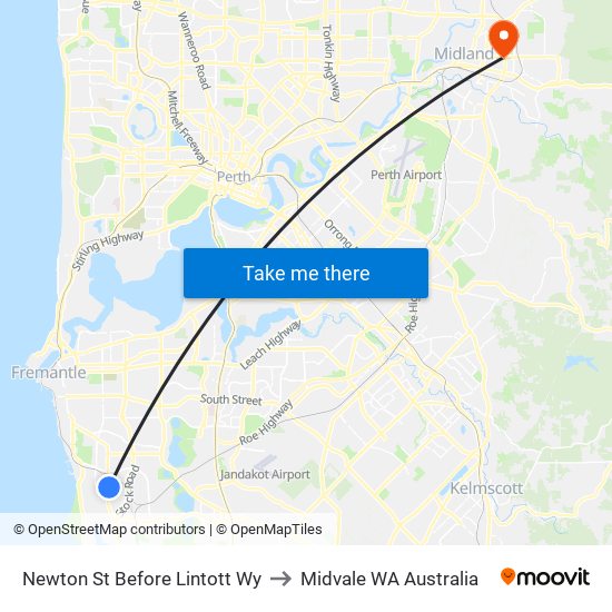 Newton St Before Lintott Wy to Midvale WA Australia map