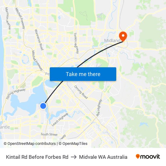 Kintail Rd Before Forbes Rd to Midvale WA Australia map