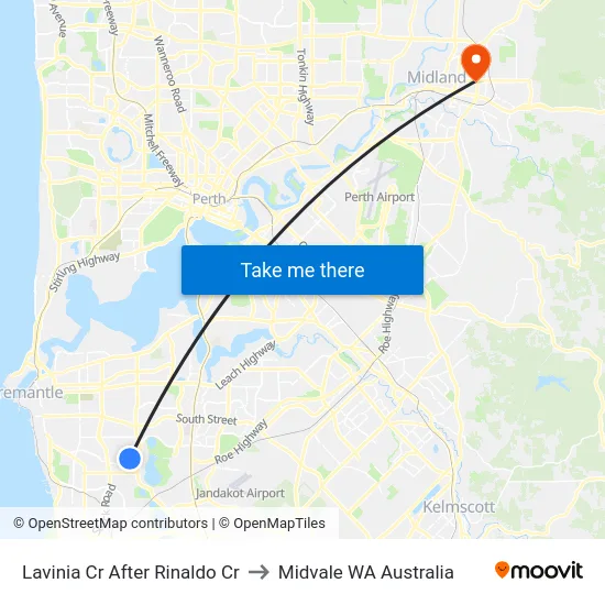 Lavinia Cr After Rinaldo Cr to Midvale WA Australia map