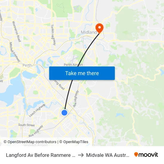 Langford Av Before Ranmere Wy to Midvale WA Australia map