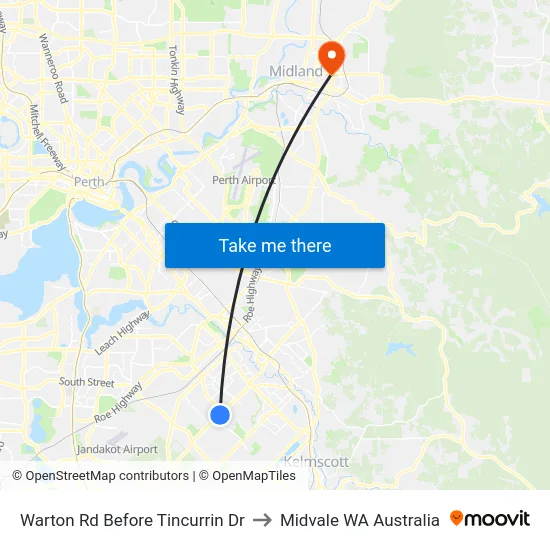 Warton Rd Before Tincurrin Dr to Midvale WA Australia map