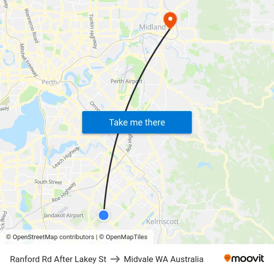 Ranford Rd After Lakey St to Midvale WA Australia map