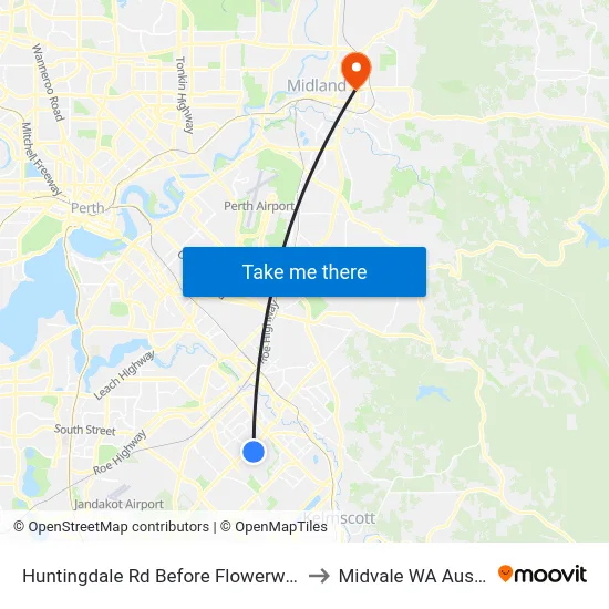 Huntingdale Rd Before Flowerwood Wy to Midvale WA Australia map