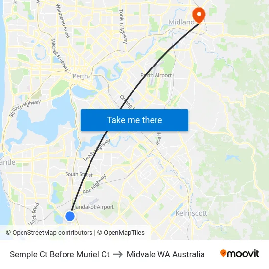Semple Ct Before Muriel Ct to Midvale WA Australia map