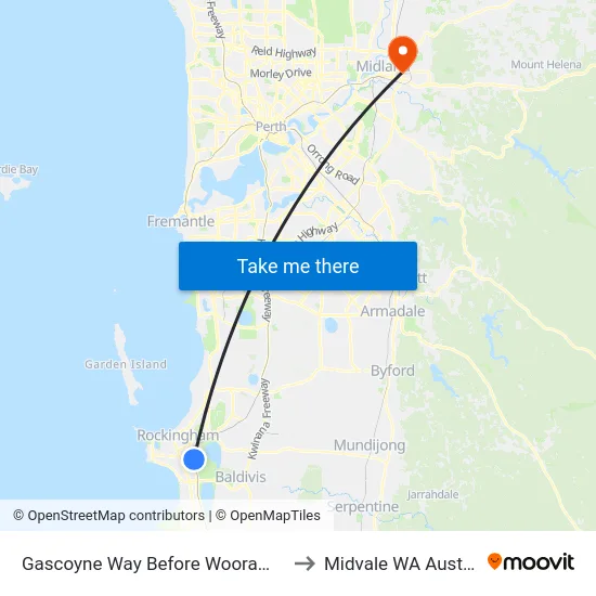 Gascoyne Way Before Wooramel Wy to Midvale WA Australia map