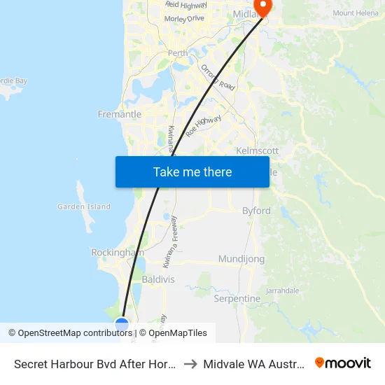 Secret Harbour Bvd After Horta L to Midvale WA Australia map