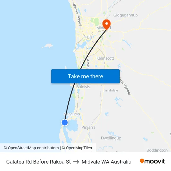 Galatea Rd Before Rakoa St to Midvale WA Australia map