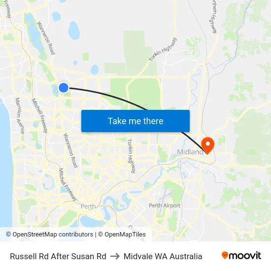 Russell Rd After Susan Rd to Midvale WA Australia map