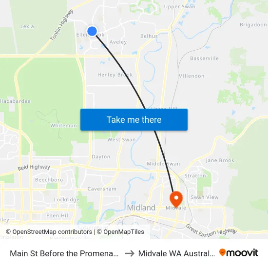 Main St Before the Promenade to Midvale WA Australia map