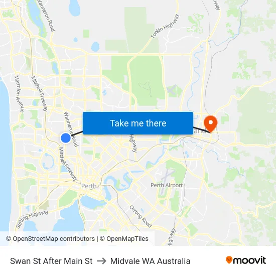 Swan St After Main St to Midvale WA Australia map