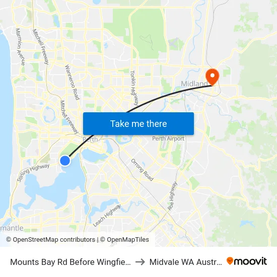 Mounts Bay Rd Before Wingfield Av to Midvale WA Australia map