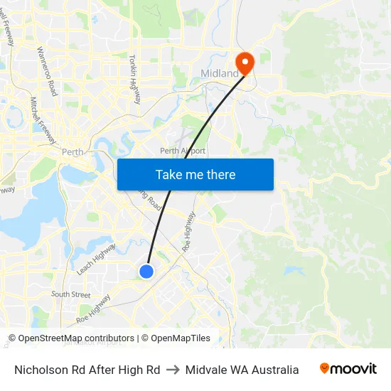 Nicholson Rd After High Rd to Midvale WA Australia map