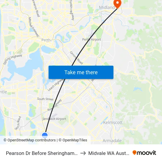 Pearson Dr Before Sheringham Bend to Midvale WA Australia map