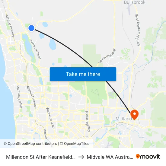 Millendon St After Keanefield Dr to Midvale WA Australia map