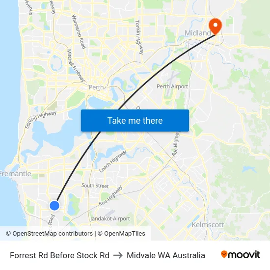 Forrest Rd Before Stock Rd to Midvale WA Australia map