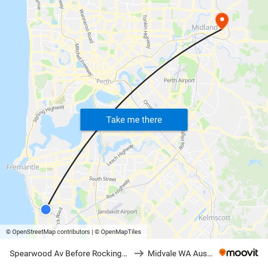 Spearwood Av Before Rockingham Rd to Midvale WA Australia map