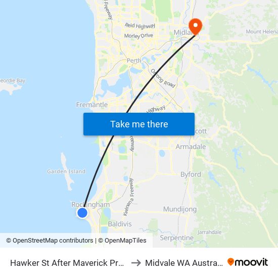 Hawker St After Maverick Prom to Midvale WA Australia map