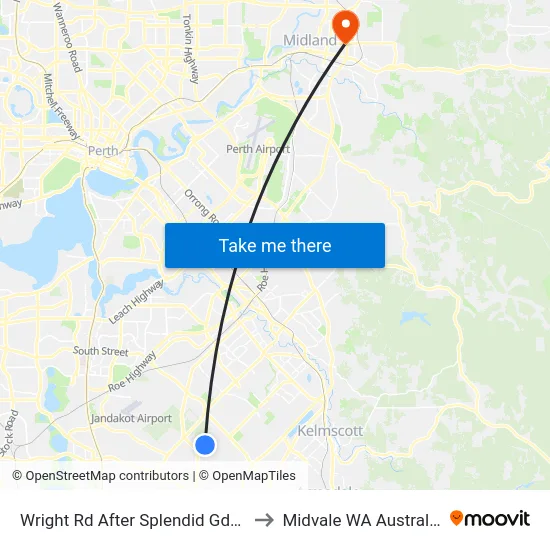 Wright Rd After Splendid Gdns to Midvale WA Australia map
