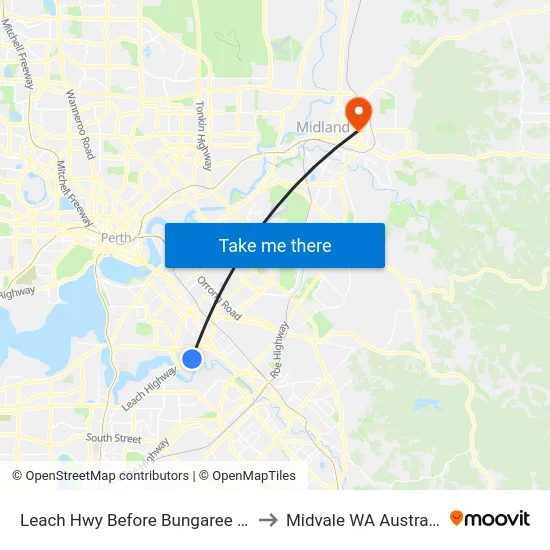 Leach Hwy Before Bungaree Rd to Midvale WA Australia map