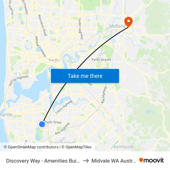 Discovery Way - Amenities Building to Midvale WA Australia map