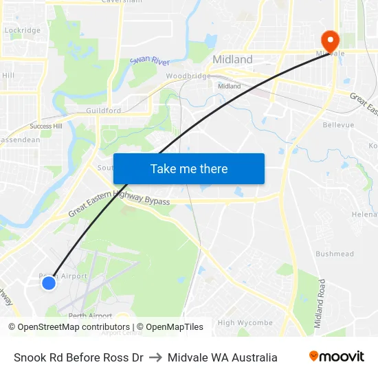 Snook Rd Before Ross Dr to Midvale WA Australia map
