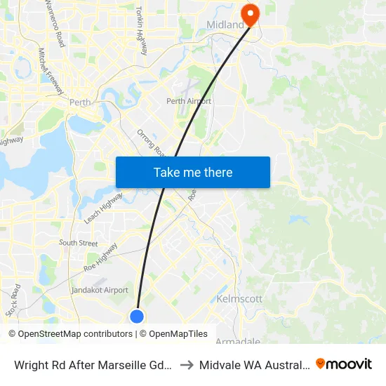 Wright Rd After Marseille Gdns to Midvale WA Australia map