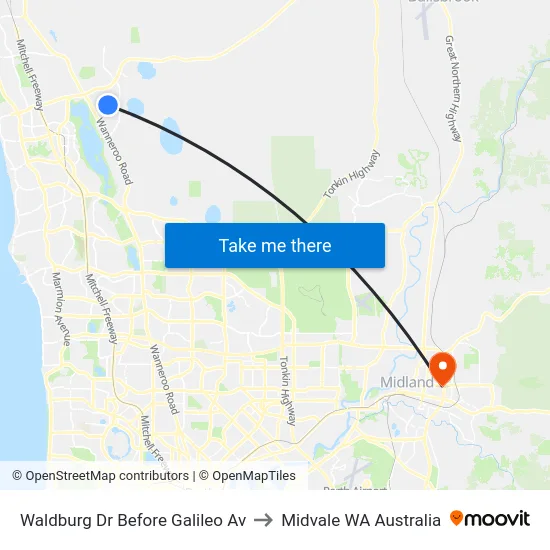 Waldburg Dr Before Galileo Av to Midvale WA Australia map